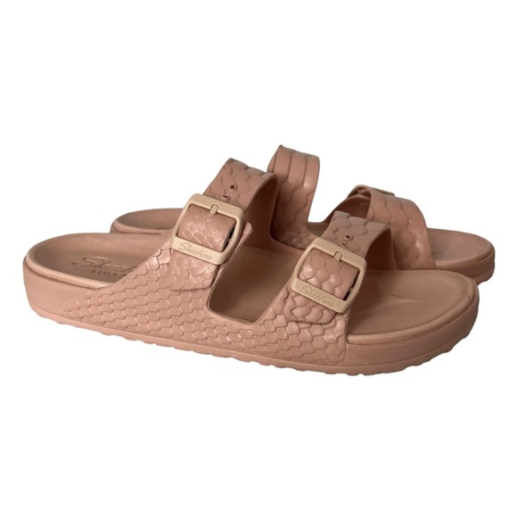 Skechers Luxe Foam Sandals Sliders Womens Size UK 8 Dusky Pink Buckle Fastening - Picture 7 of 12